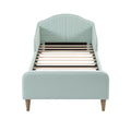 Modern Mint Green Upholstered Bed with Slatted Base